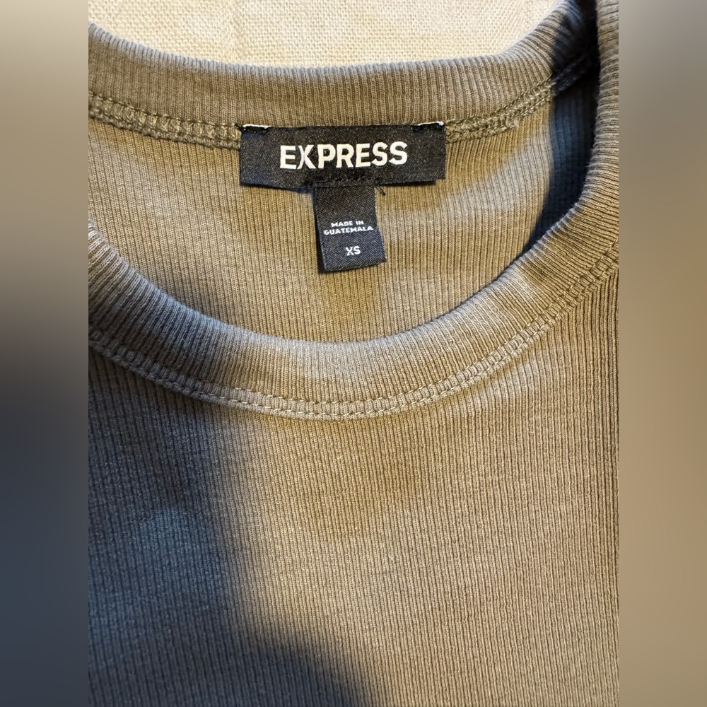 Express olive green tank Ruffled Cap Sleeve Blouse - Picture 3 of 3